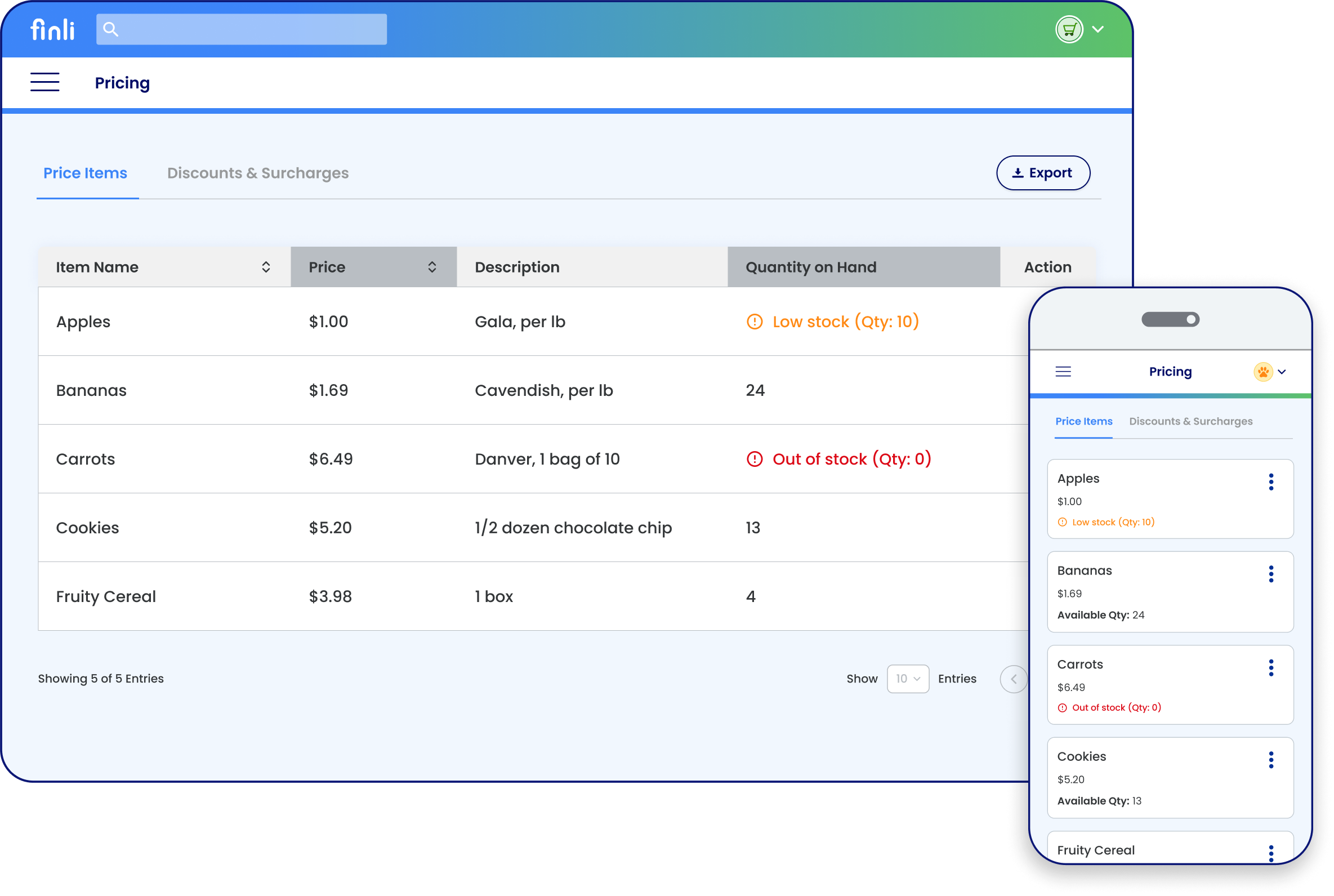 Finli inventory management