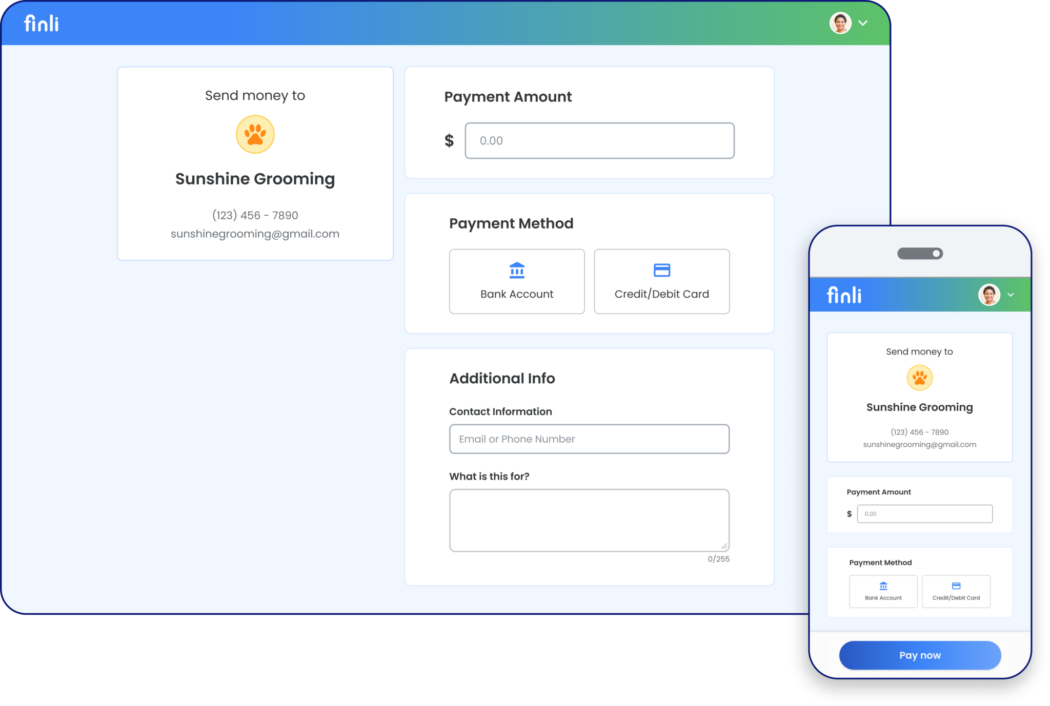 pay business directly - Finli